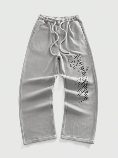 Street Life Men's Casual Letter Embroidered Straight-Leg Sweatpants, Autumn/Winter