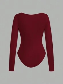 SHEIN EZwear Casual 3pcs Women Square Neck Long Sleeve Tight Fitting Outfit, Suitable For Autumn/Winter - Multicolor - View 6