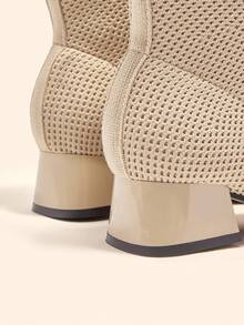 CUCCOO BASICS Botas de tobillo con tacón grueso, versátiles y transpirables para uso diario de las mujeres - Albaricoque - Ver 4