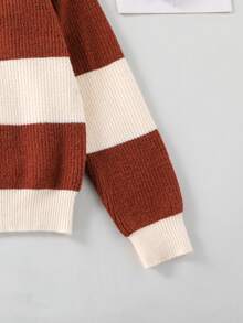 Men's Crew Neck Long Sleeve Striped Contrast Color All-Match Casual Pullover Sweater, Apricot Color, Suitable For Daily, School, And Leisure Wear 14 Year Old Clothes Boy Sweater Kid 8 Years Old Boy Knitwear Sweaters Teen Boys