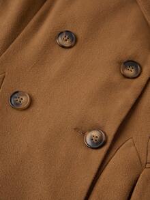 Zelara معطف صوفي مزدوج الصدر بياقة واسعة للمرأة ذات الحجم الكبير، خريف/شتاء - كاكي - مشاهدة 10