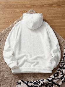 SWAVVY 2pcs Men's Fleece Fashionable Plush Hooded Sweatshirt Set, Autumn/Winter, Long Sleeve Top - Multicolor - View 5