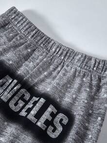 SHEIN 2件套青少年男童休闲日常舒适印花连帽卫衣和运动裤针织套装 - 彩色 - 查看 5