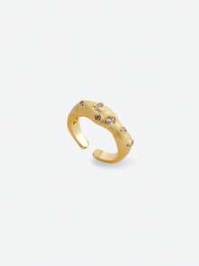 Opalesca 1pc 18k Gold Women's Ring, Suitable For Daily Wear,Western Jewelry,Old Money,Gemstone,Outfits,Fall/Autumn/Winter,For Mom/Women/Girl/Mother,Premium - Yellow Gold - View 1