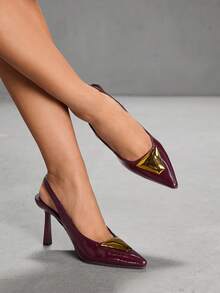 CUCCOO SZL Women's Y2K Punk Style High Heel Pumps, Suitable For Motorcycle, Cool Girl, Halloween, Christmas, Party Outfits - Burgundy - View 5