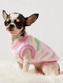 1 Pink Embroidered Heart-Shaped Wing With Traction Buckle Small Dog Special Vest For Autumn And Winter, Thick And Warm For Puppies And Pets, Plush Clothes - Pink - View 2