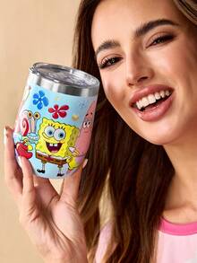 SpongeBob SquarePants | SHEIN 360毫升/12盎司不锈钢材质，防漏盖，适用于冷热饮，适用于大多数车载杯架，送礼佳品 - 彩色 - 查看 9
