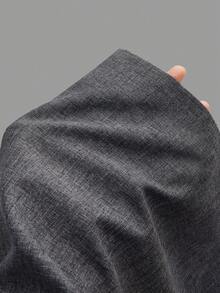 SHEIN Unity 大码女式梭织面料纹理亚麻混纺弹力腰直筒宽松裤，带口袋 - 灰色 - 查看 7