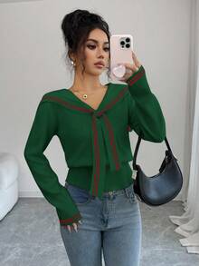 Damtröja med sjömanskrage, långärmad, höst/vinter - Grön - Visa 1