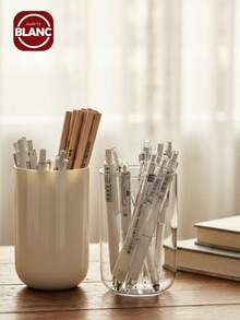 1 件新款简约透明笔筒，高品质办公桌收纳桶，适合学生、办公室工作人员、家庭、简化存储、更大容量、材料、易于取用、铅笔筒可爱圣诞装饰、圣诞装饰品、圣诞节、钢笔、钢笔、文具、铅笔盒、铅笔袋、学校、大号铅笔盒、办公设备、学校用品、便条纸、卡哇伊装饰、返校、钢笔、学校用品 - 彩色 - 查看 2