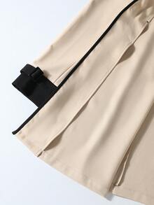 Momance معطف أنيق للحوامل بأكمام طويلة وحزام مزدوج الصدر بألوان متباينة