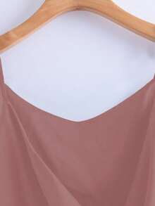 GlowEve 女士时尚休闲V领褶皱裹身蝴蝶结腰带A字吊带衫 - 西瓜粉 - 查看 4