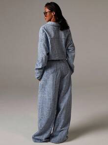 Athîral Women's Casual Fashion Loose Fit Drop Shoulder Patchwork Pocket Wide Leg Denim Jumpsuit, Spring/Autumn - Dark Wash - View 2