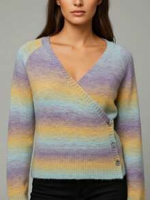 Glamine Sweater Rajut Pullover Ombre Lengan Raglan Model Silang - MultiWarna - View 3