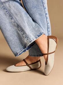 Rosivie Mocasines planos de diseño con hebilla para mujer - Caqui - Ver 5