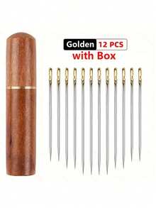 12pcs Stainless Steel Easy Thread Side Hole Sewing Needles, Hand Stitching Pins For Seniors, DIY Home Craft Supplies - White, Stitching Pins - Multicolor - View 8