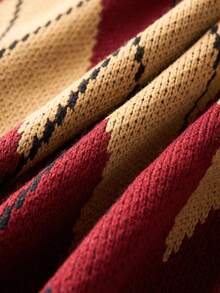 Airaco Cardigan de Tricô com Decote em V Losangular Masculino, Nova Coleção de Outono - Multicolorido - Visão 5