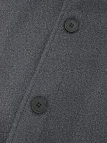 Manfinity Mode 男士纯色长袖休闲羊毛混纺夹克，双排扣设计，秋冬季 - 深灰色 - 查看 5