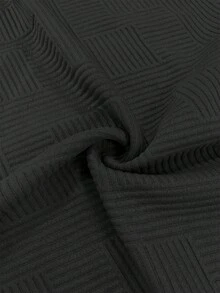 EMERY ROSE Plus Size Women Casual Textured Solid Color Long Sleeve Dress, Autumn/Winter - Black - View 6