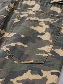 Manfinity Denimwave Men's Adjustable Waist Camouflage Barrel Leg Pants, Streetwear Style Camo Sweats - Multicolor - View 8