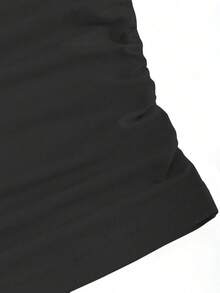 Sweetra Women's Summer Slim Fit Ruched Off Shoulder T-Shirt, Solid Color Y2K - Black - View 5