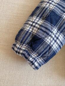 PrepCrw 1pc Boys' Elegant School Style Casual Urban Blue & White Plaid Hooded Long Sleeve Cotton Jacket, Suitable For Outings, Gatherings, Back To School, Winter,Fall Clothes For Kids ,Winterclothes For Kids,Holiday