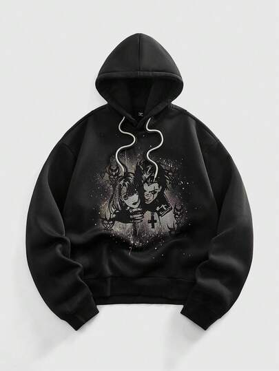 Street Life Men's Fashionable Gothic Printed Themed Dark Hoodie