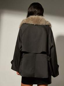 Aveloria Modichic Detachable Faux Fur Collar Utility Jacket, Casual & Stylish - Brown - View 2