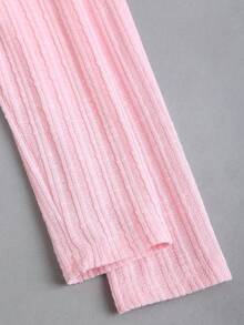 Sweetra 女士纹理面料扭结性感蕾丝边二合一吊带背心，修身简约通勤浪漫约会百搭长袖上衣T恤，秋冬款 - 粉色 - 查看 6