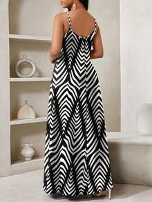 SHEIN Lady Đầm maxi rộng thùng thình phong cách Boho hở lưng cho nữ, đầm maxi dáng rộng không dây vai cho nữ, đầm dự tiệc sinh nhật & sự kiện / đầm nghỉ lễ, trang phục đi nghỉ mát, quần áo nữ phong cách Boho/Bohemia/Boho, trang phục nữ châu Phi, đầm nữ mùa hè, đầm nhiệt đới cho nữ, hàng mới về, đầm nữ, đầm đi biển, đầm lễ Phục sinh / đầm lễ Phục sinh cho nữ / trang phục lễ Phục sinh cho nữ, đầm mùa hè cho nữ, đầm maxi mùa hè, đầm maxi đen trắng, đầm maxi có túi, đầm maxi đi nghỉ mát. - Đen và trắng - Xem 2