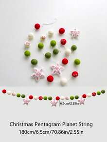 Cirelle 1pc, Christmas Decoration, Wool Felt Pentagonal Star String, Christmas Tree Decoration Pendant, Handmade Wool Christmas Banner Decoration, Suitable For Indoor And Outdoor Seasonal Display, Suitable For Christmas Parties And Home Decoration, Home Office Wedding Party Holiday Decoration Banner - Multicolor - View 7