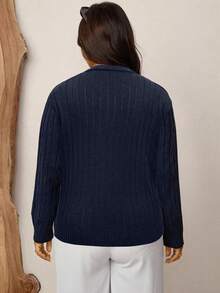 SHEIN LUNE Sweter z dzianiny w jednolitym kolorze, z dekoltem w serek, w dużym rozmiarze, na co dzień, na jesień/zimę