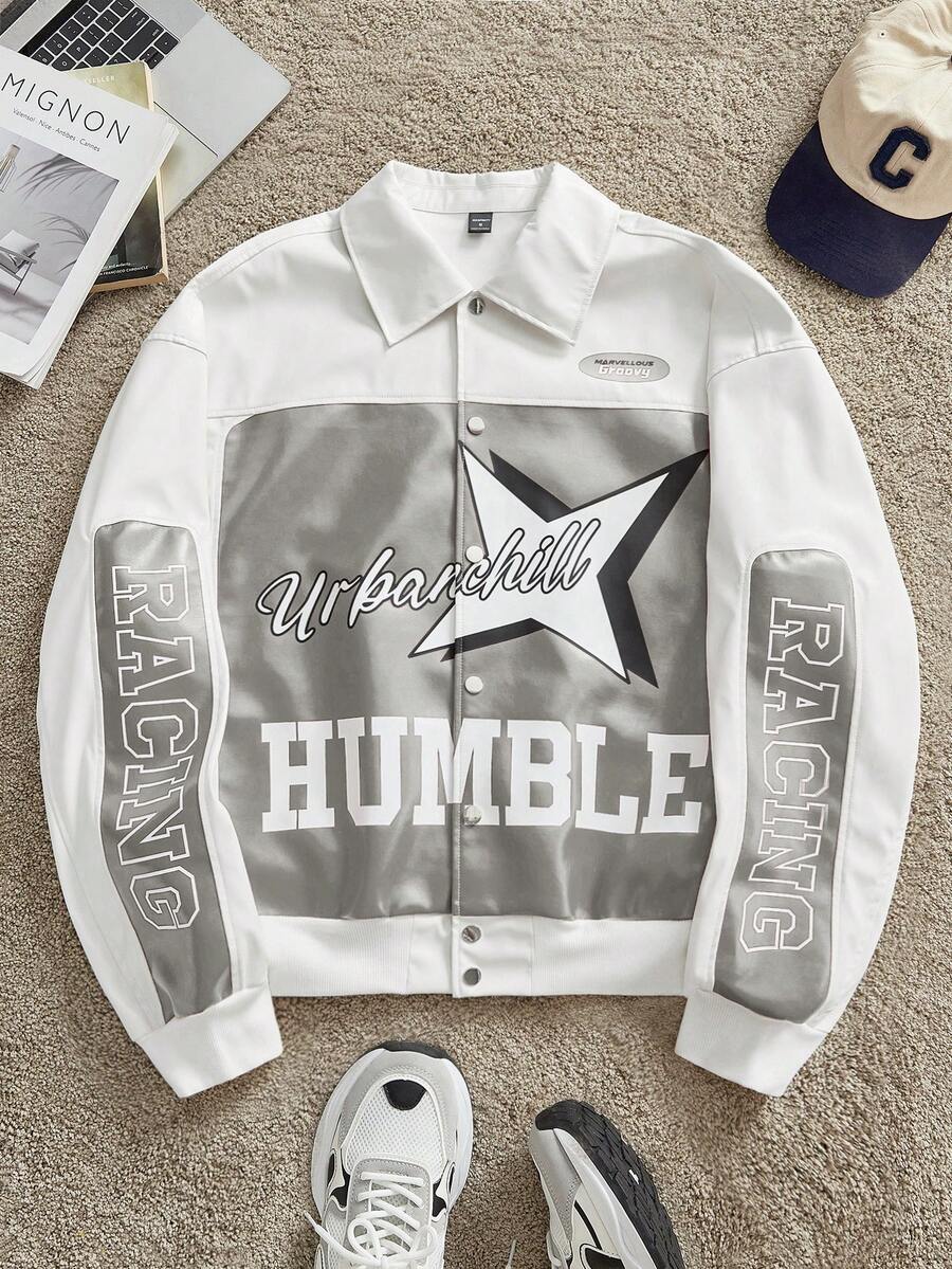 SWAVVY Jaqueta Masculina Casual de Ajuste Folgado de Manga Longa com Abertura Frontal em Couro Sintético