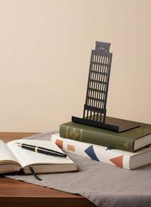 Creative Metal Bookend - Iron Art Hollow-Out Design Book Organizer, Unique Bookshelf Stopper - Black - View 6