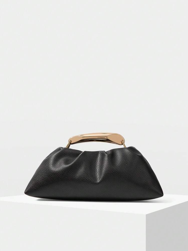 PU LEATHER BEADED TOP HANDLE BAG