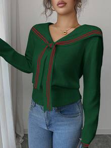 Damtröja med sjömanskrage, långärmad, höst/vinter - Grön - Visa 6