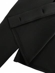 Franclia 女士优雅收腰长袖外套，带假口袋，秋冬款 - 黑色 - 查看 8