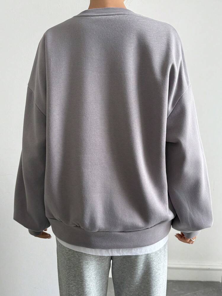 Women's Casual Slogan Embroidered Sweatshirt, Autumn/Winter