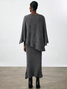 Aveloria Modichic 两件套：优雅针织罩衫和吊带连衣裙 - 深灰色 - 查看 6