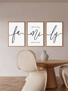 3 Piezas de Arte de Pared de Línea Simple - Cartel Familiar "Este es nuestro lugar feliz", Decoración Minimalista sin Marco para Sala de Estar, Dormitorio - Multicolor - Ver 6