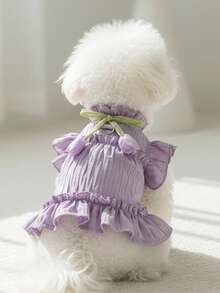 PETSIN Sweet Princess Style Purple Summer Dress With Cute Tulip & Bow Design, Suitable For Going Out And Pet Leash, Spring/Summer - Multicolor - View 1