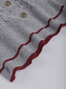 Franclia 两件套复古撞色 Polo 领长袖纽扣针织衫搭配百褶迷你裙，女士休闲套装，秋冬款 - 彩色 - 查看 5