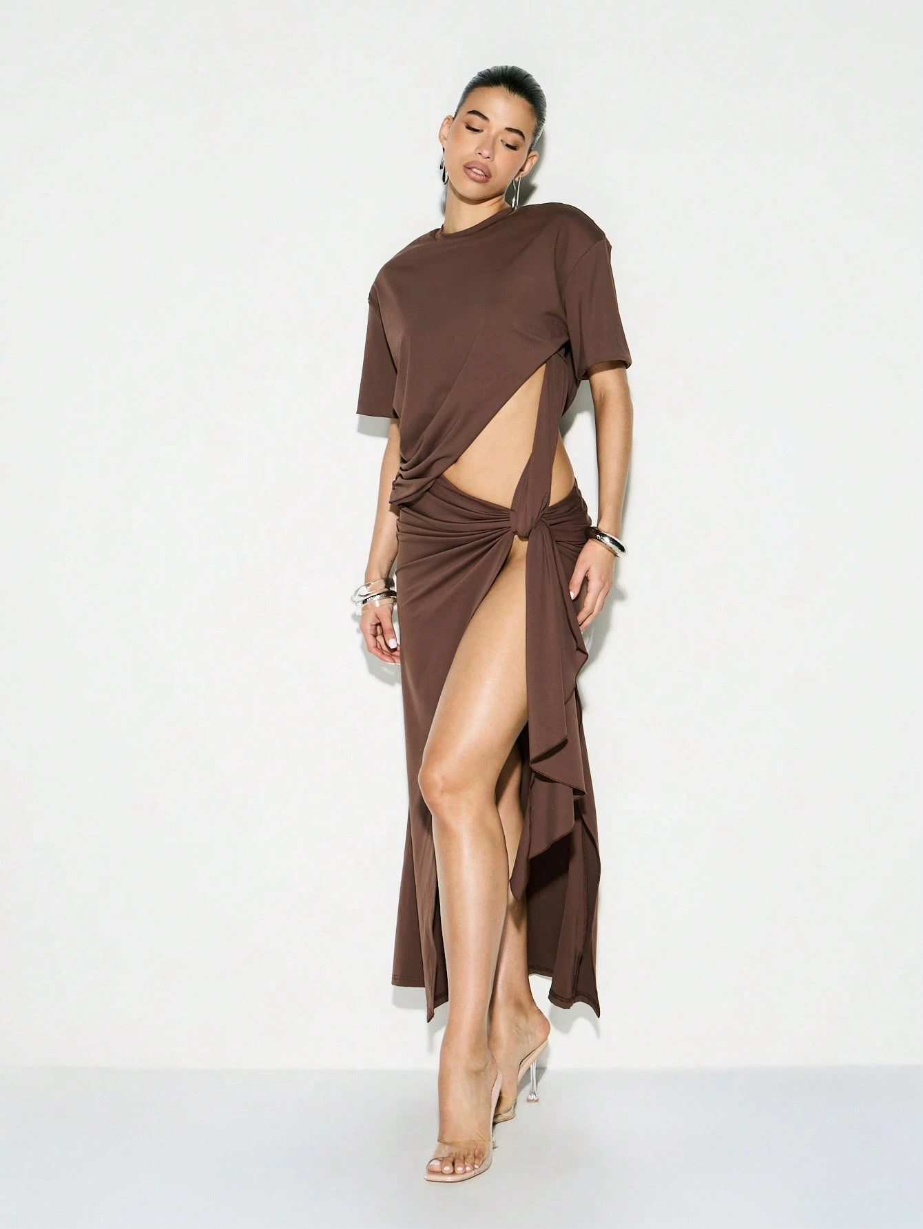 KIZN Cut Out Detail Tie Waist Maxi Dress