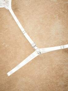PinupPomp Women's Sexy Floral Lace Mesh Garter Belt Accessory - White - View 3