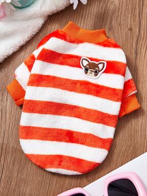 PETSIN 1pc Orange Striped Colorful Pet Breathable Warm Hoodie For Autumn And Winter Holiday Leisure Thick Pet Clothing