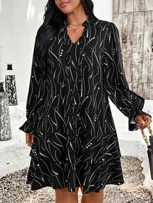 EMERY ROSE Vestido casual de línea A con estampado para mujer talla grande