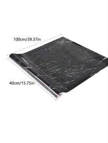 1卷40厘米宽自粘防水防滑大理石纹地板贴纸，DIY翻新地板贴，石纹质感，家居装饰，适用于室内地板，贴纸，墙贴，乙烯基贴纸，家居装饰，春季装饰品，焕新家居，Rama装饰贴纸礼物，生日毕业地板砖，自粘地板砖，剥离式粘贴，客厅装饰，房间装饰，厨房装饰 - 黑與白 - 查看 9