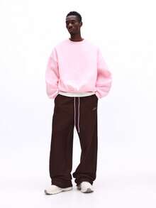 SUMWON Wide Leg Sweatpants Relaxed Fit Loungewear Oversized Joggers Casual Drawstring Pants With Side Pockets Plain - Brown - View 5