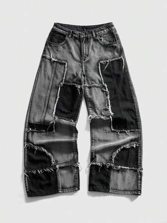 Grunge Punk Men's Punk Casual Loose Fit Pockets Denim Jeans