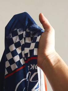 SHEIN ICON 加大码 Y2K 外出运动风格摩托车印花长袖连体裤 - 藏蓝色 - 查看 9